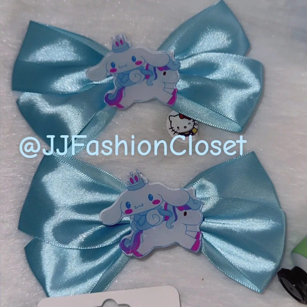 Cute Sanrio Plush Accessories Set with Blue and Pink Accents